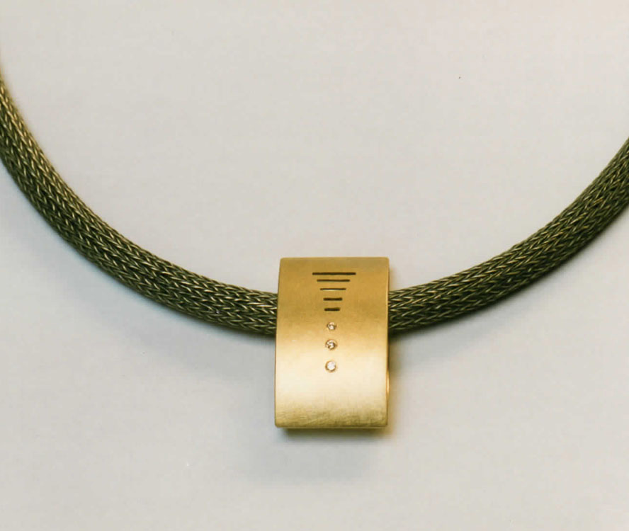 handgestrickte Schmuckkette 925/- Silber geschwärzt